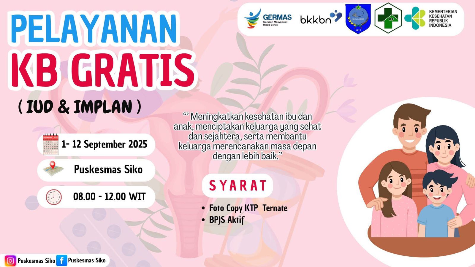 Pelayanan KB Gratis di Puskesmas Siko
